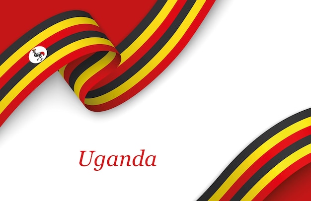 Cinta con la bandera de Uganda sobre un fondo blanco