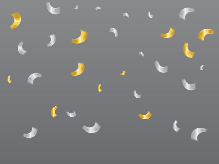 Vector cinta blanca de confeti plateado y dorado cayendo sobre el fondo. celebracion. ilustración vectorial