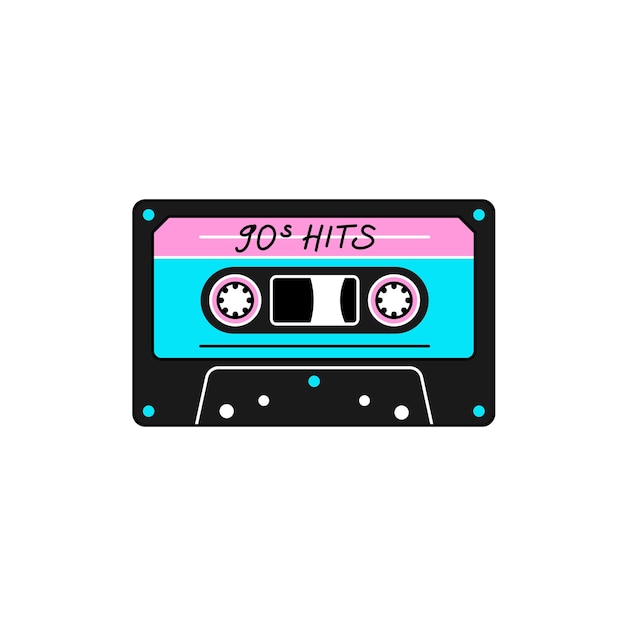 cinta de cassette de audio de color neón en los años 90 y2k estilo de diseño retro ilustración vectorial