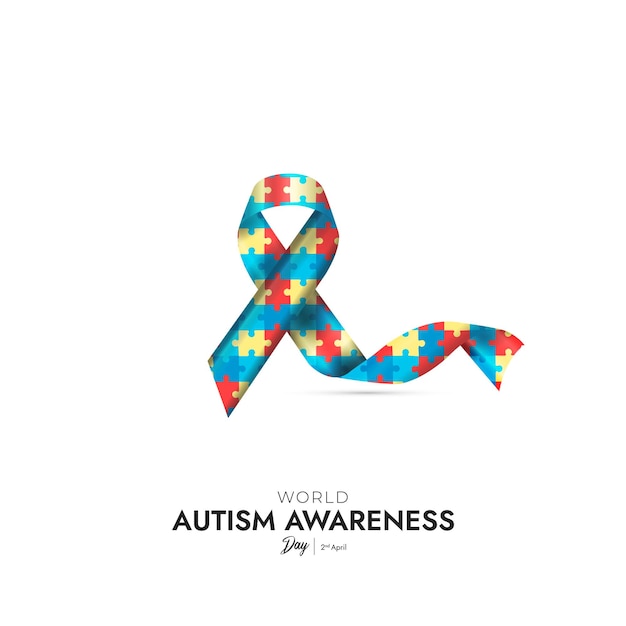 Vector una cinta colorida con las palabras conciencia mundial sobre el autismo.