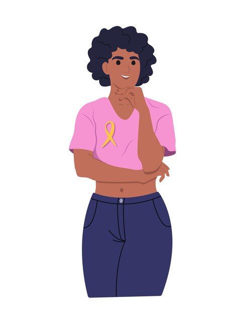 Vector cinta de concientización sobre la endometriosis una mujer afroamericana y un símbolo de la salud de la mujer