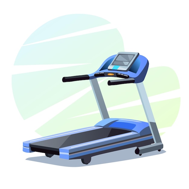 Vector cinta de correr azul para ejercicios cardiovasculares ejercicios deportivos para la salud ilustración vectorial en estilo de dibujos animados