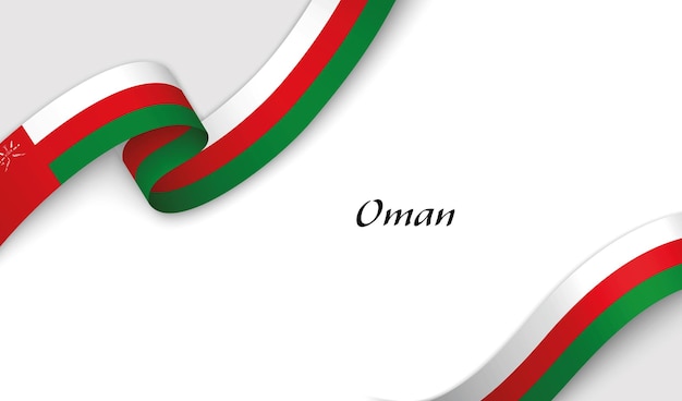 Cinta curva con la bandera de Omán sobre un fondo blanco