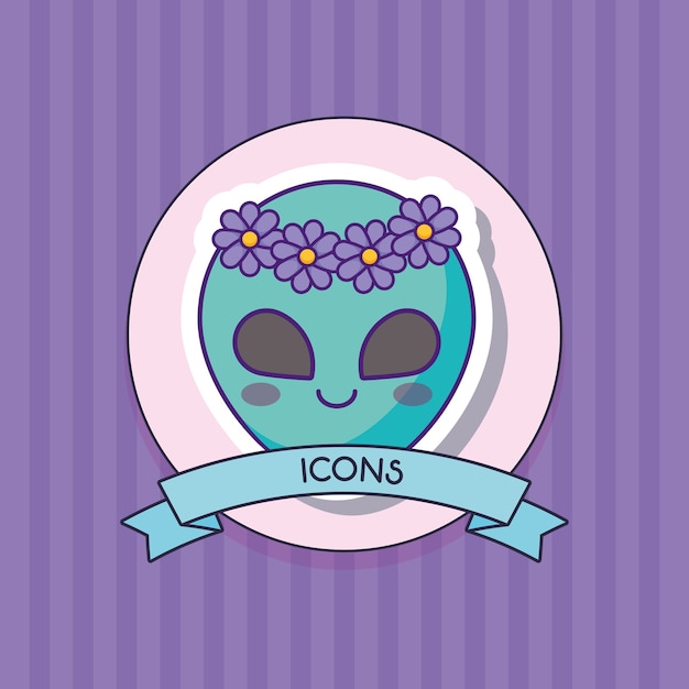 Cinta decorativa con lindo icono alienígena