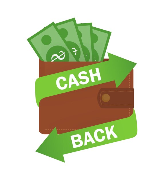 Cinta con devolución de dinero. Símbolo, ilustración de logotipo. Diseño conceptual. Icono de dólar.