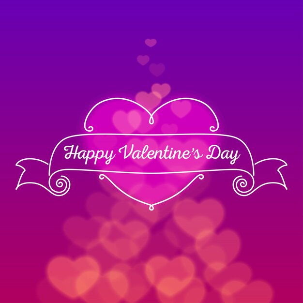 Cinta dibujada vintage del día de San Valentín con corazones borrosos
