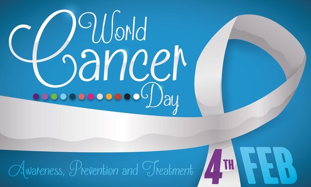 Vector cinta larga de algunos colores y recordatorio del día mundial del cáncer