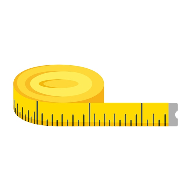 Vector cinta de medición amarilla vectorial para la toma de medidas aisladas sobre fondo blanco