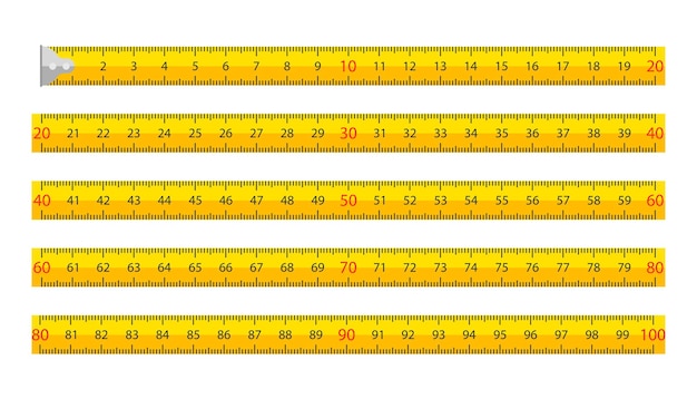 Vector cinta de medición de construcción de metal amarilla.