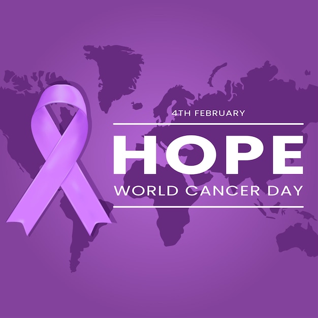 Cinta morada de ESPERANZA día mundial contra el cáncer