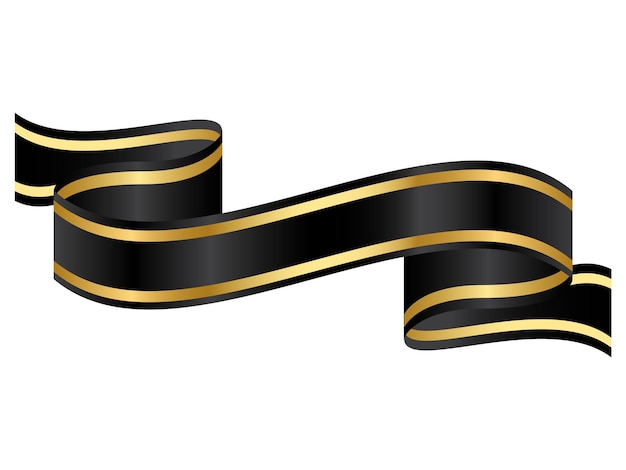 Vector cinta negra con líneas doradas