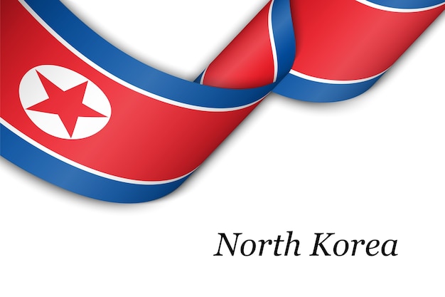 Cinta ondeando con la bandera de corea del norte.