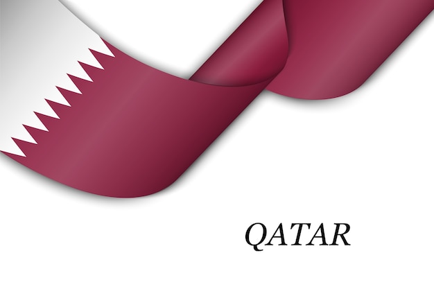 Cinta ondeando con la bandera de Qatar.