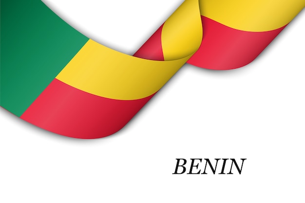 Cinta ondeando o banner con bandera de benin.