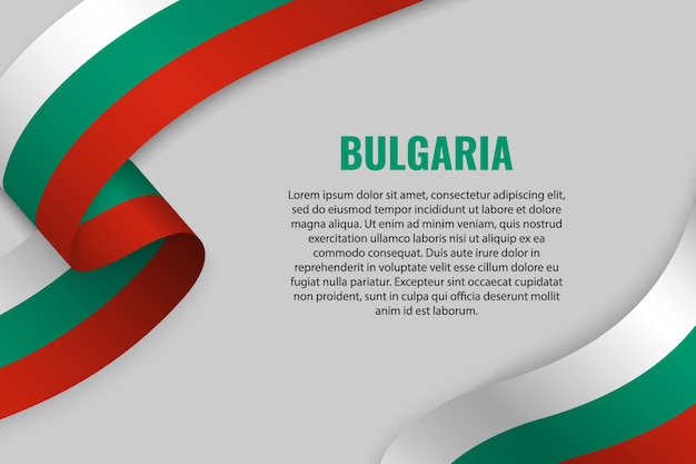 Cinta ondeando o banner con bandera de Bulgaria. Modelo