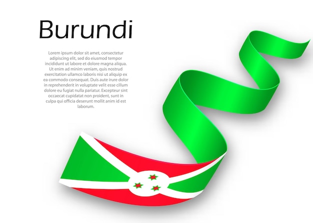 Cinta ondeando o banner con bandera de burundi. plantilla para el diseño del cartel del día de la independencia