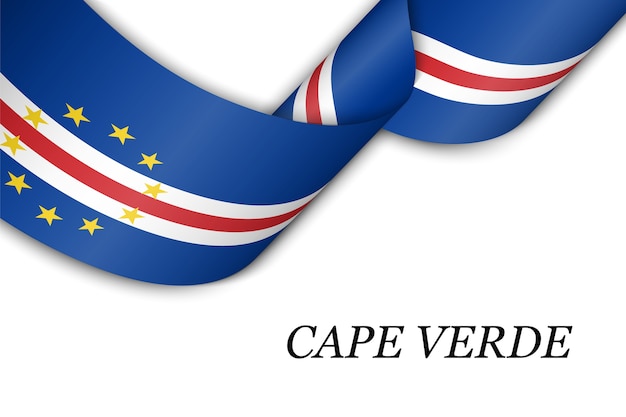 Vector cinta ondeando o banner con bandera de cabo verde.