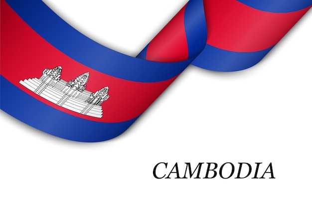 Cinta ondeando o banner con bandera de Camboya.