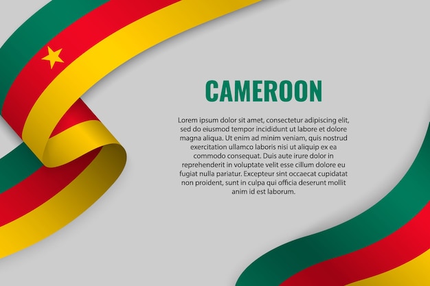 Cinta ondeando o banner con bandera de Camerún. Modelo