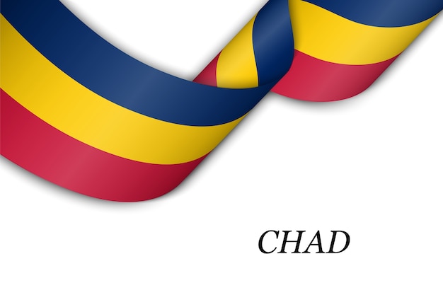 Cinta ondeando o banner con bandera de chad.