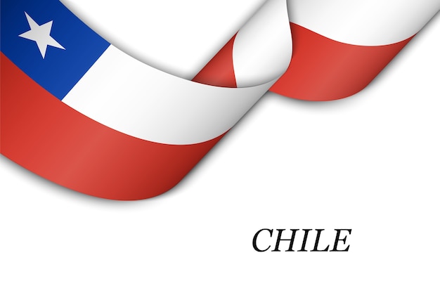 Cinta ondeando o banner con bandera de chile.