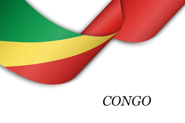 Cinta ondeando o banner con bandera de Congo.