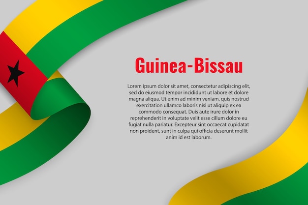 Cinta ondeando o banner con bandera de Guinea-Bissau