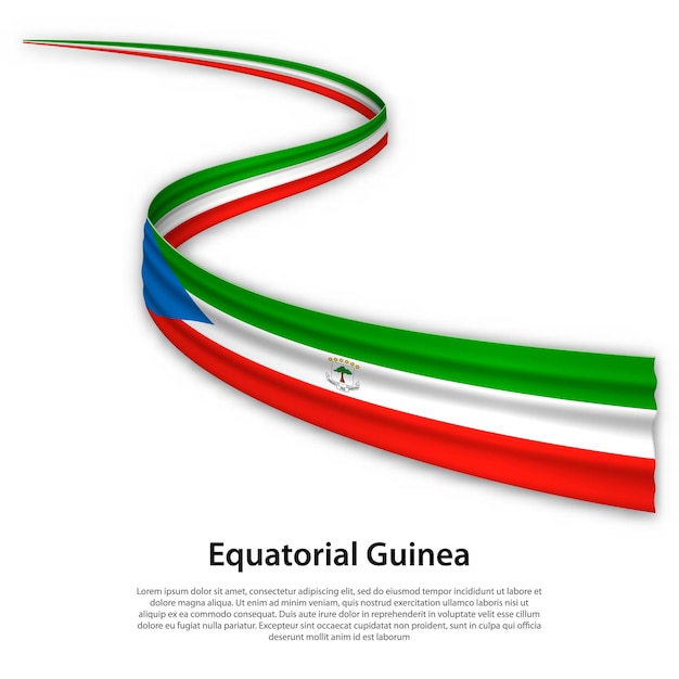 Cinta ondeando o banner con bandera de Guinea Ecuatorial