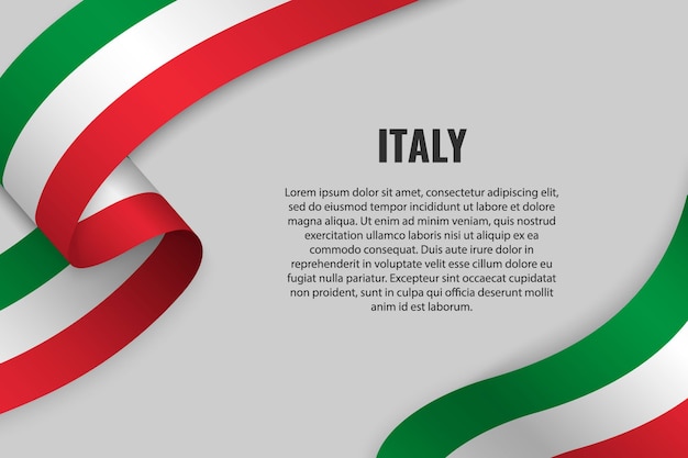 Vector cinta ondeando o banner con bandera de italia