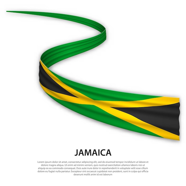 Cinta ondeando o banner con bandera de jamaica