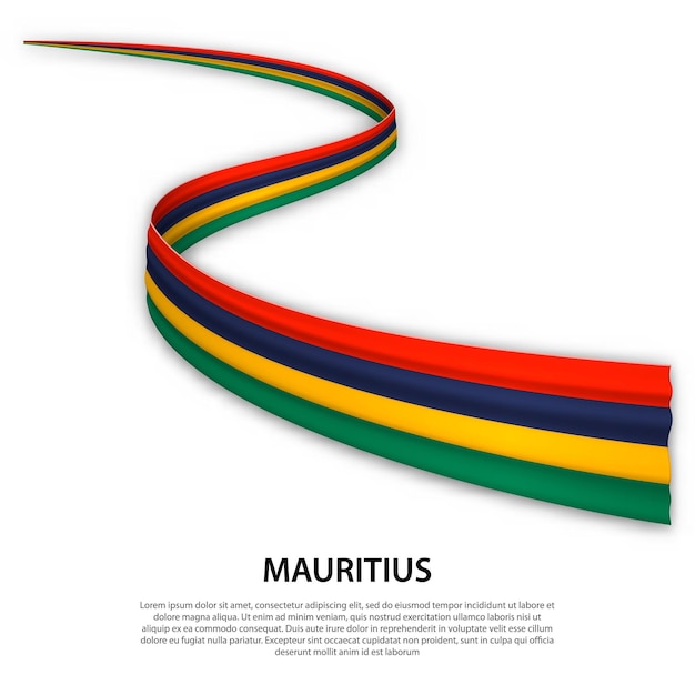 Cinta ondeando o banner con bandera de Mauricio