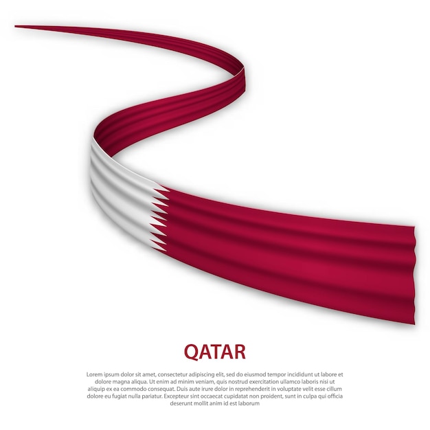 Cinta ondeando o banner con bandera de qatar