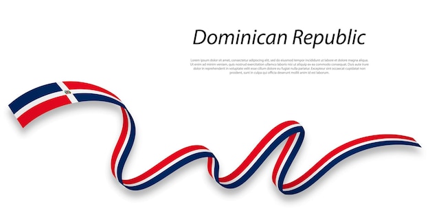 Cinta ondeando o banner con bandera de república dominicana