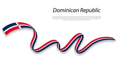 Vector cinta ondeando o banner con bandera de república dominicana