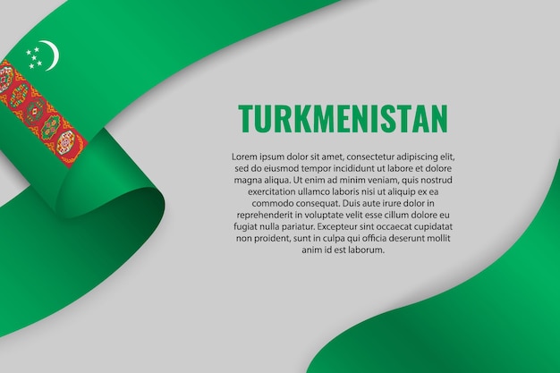 Cinta ondeando o banner con bandera de turkmenistán