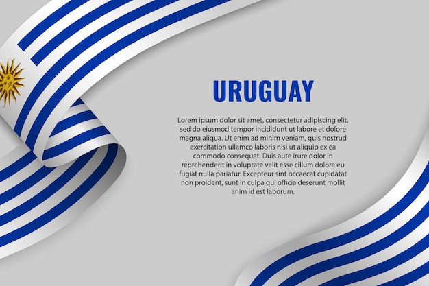 Vector cinta ondeando o banner con bandera de uruguay