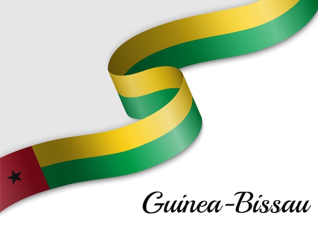 Cinta ondeante bandera de guinea bissau