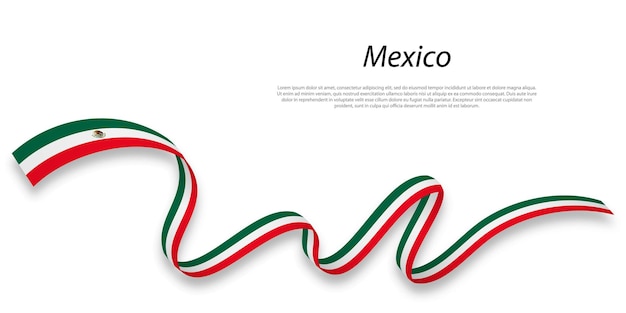 Cinta ondeante o banner con bandera de méxico