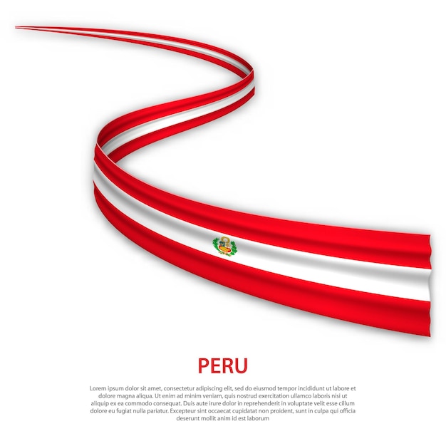 Cinta ondeante o banner con bandera de Perú