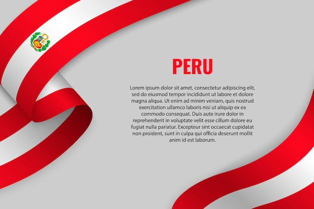 Cinta ondeante o banner con bandera de Perú