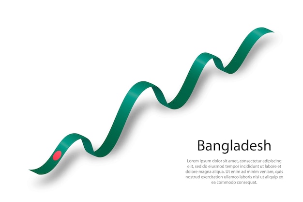 Cinta ondeante o pancarta con la bandera de bangladesh