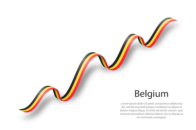 Cinta ondeante o pancarta con bandera de bélgica