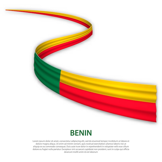 Cinta ondeante o pancarta con bandera de Benin