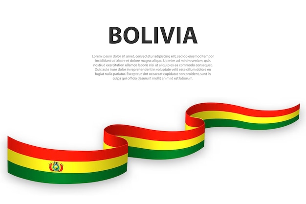 Cinta ondeante o pancarta con la bandera de Bolivia Plantilla para el diseño de carteles del día de la independencia