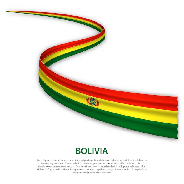 Cinta ondeante o pancarta con bandera de bolivia
