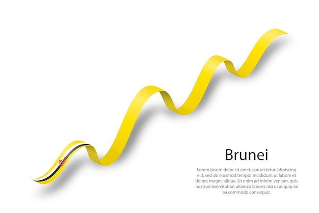 Cinta ondeante o pancarta con bandera de Brunei