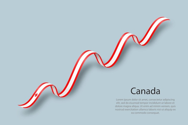 Cinta ondeante o pancarta con bandera de canadá