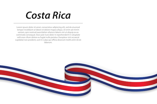 Cinta ondeante o pancarta con bandera de costa rica