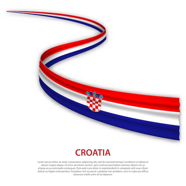 Cinta ondeante o pancarta con bandera de croacia