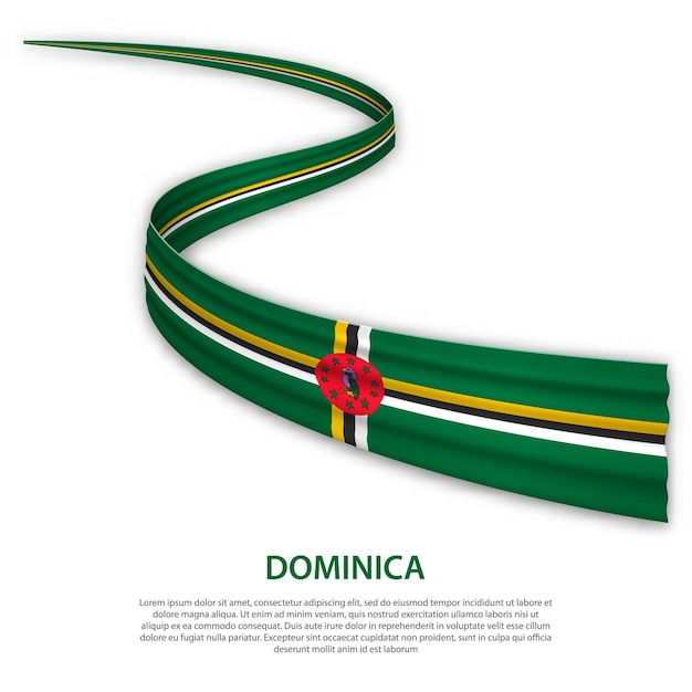 Cinta ondeante o pancarta con bandera de Dominica